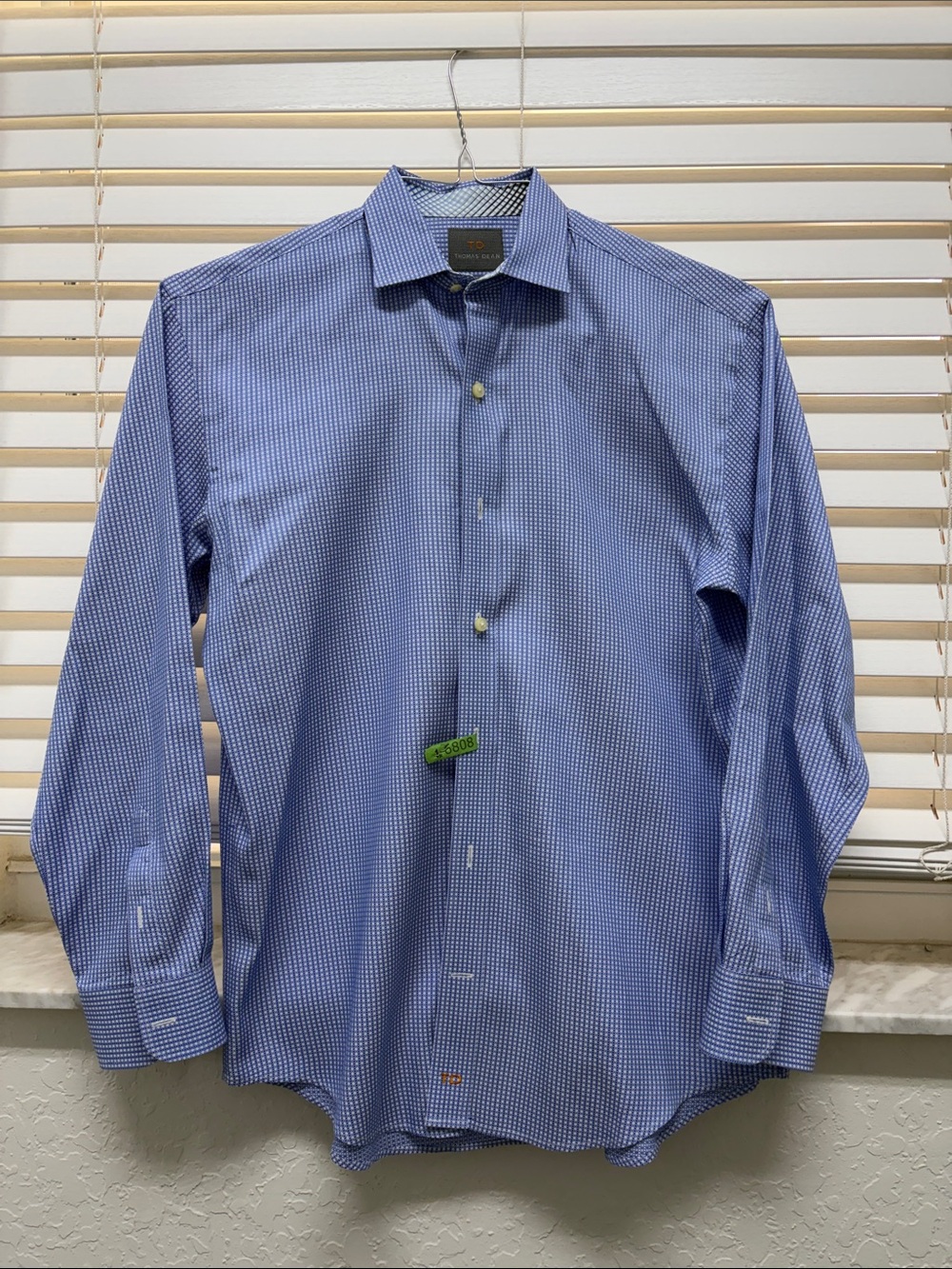 Thomas Dean boy’s Blue Micro-Check Dress Shirt